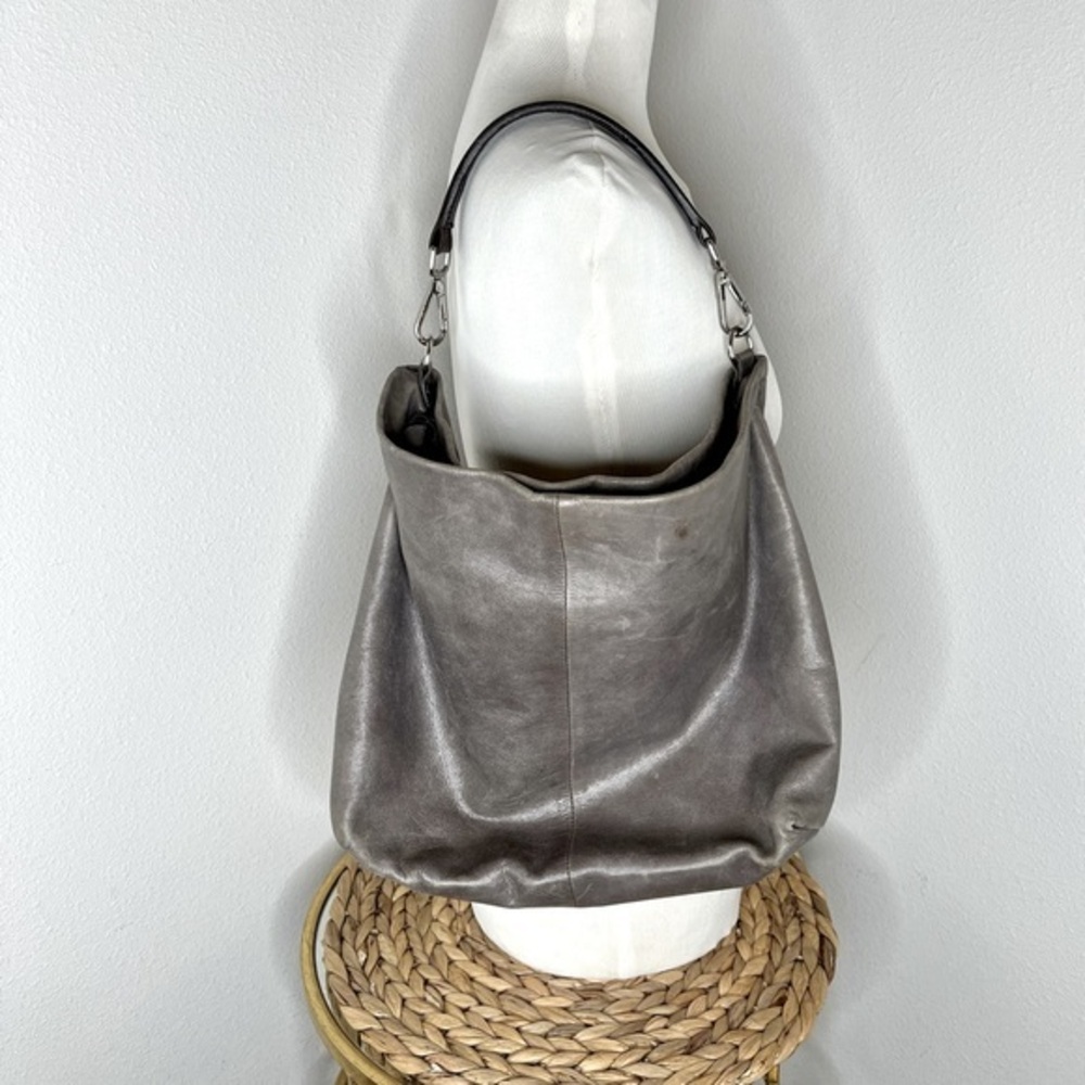 Gianni Chiarini Purse shoulder bag Italian leather Slouchy Grey Hobo top zipper